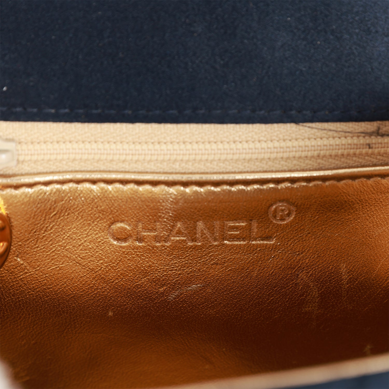 Chanel Vintage Mini Flap Bag Dark Blue Satin Gold Hardware