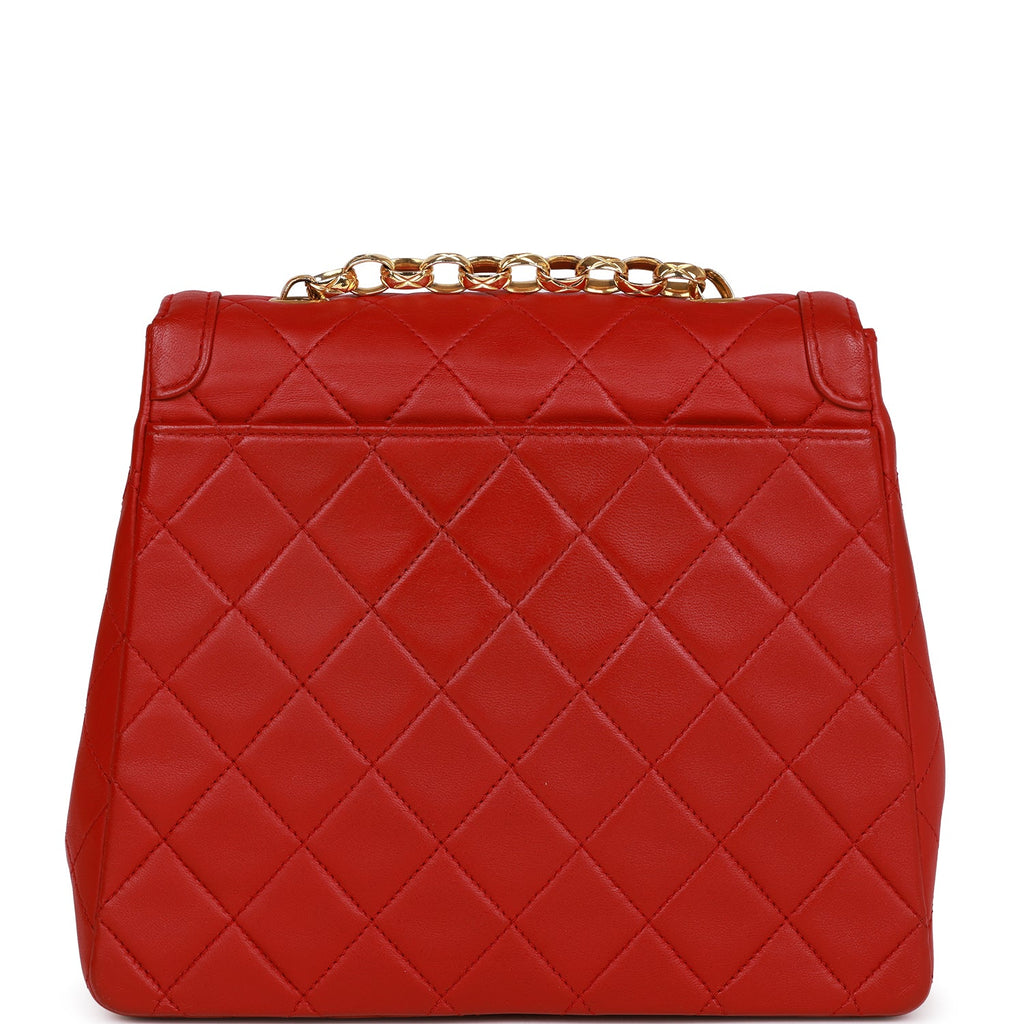 Chanel Vintage Trapeze Flap Bag Red Lambskin Gold Hardware