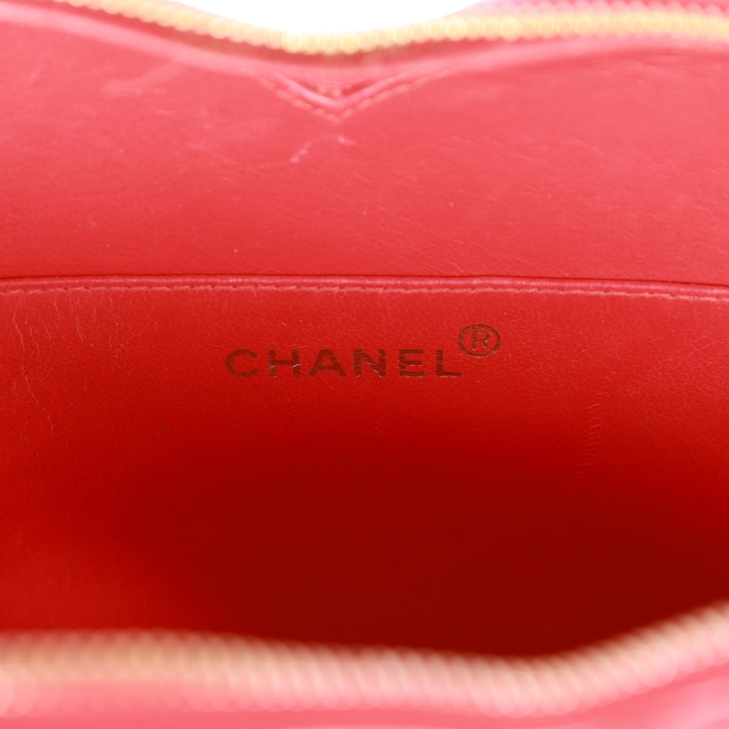 Chanel Vintage Heart Vanity Bag Red and Black Patent Antique Gold Hardware