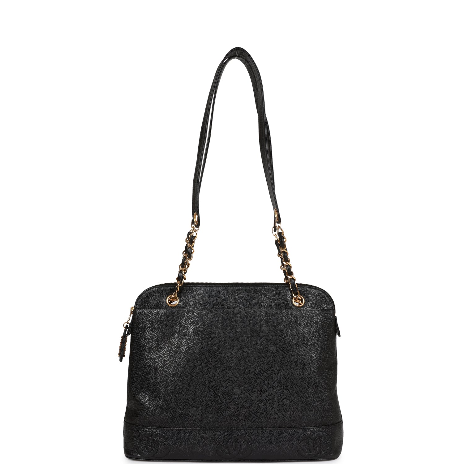 Chanel Vintage Triple CC Tote Bag Black Caviar Gold Hardware