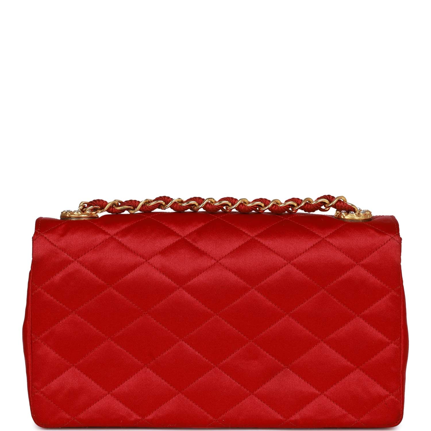 Chanel Vintage Small Flap Bag Red Satin Gold Hardware