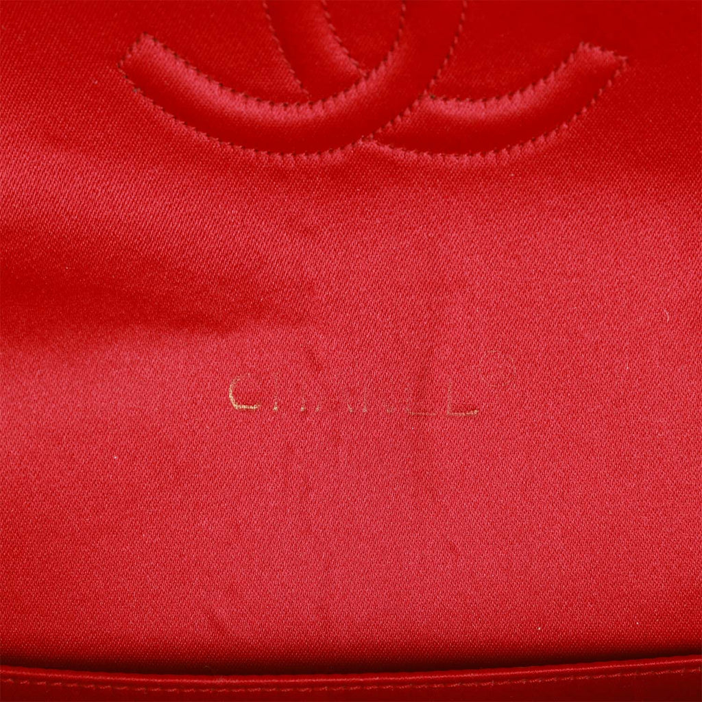 Chanel Vintage Small Flap Bag Red Satin Gold Hardware