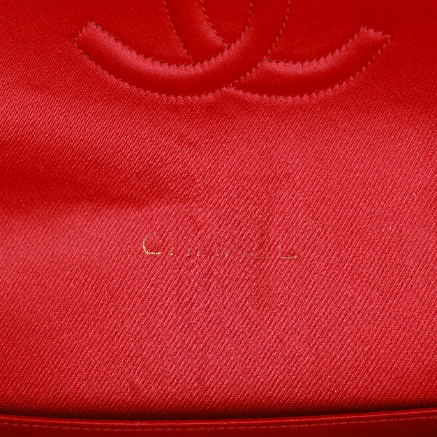 Chanel Vintage Small Flap Bag Red Satin Gold Hardware