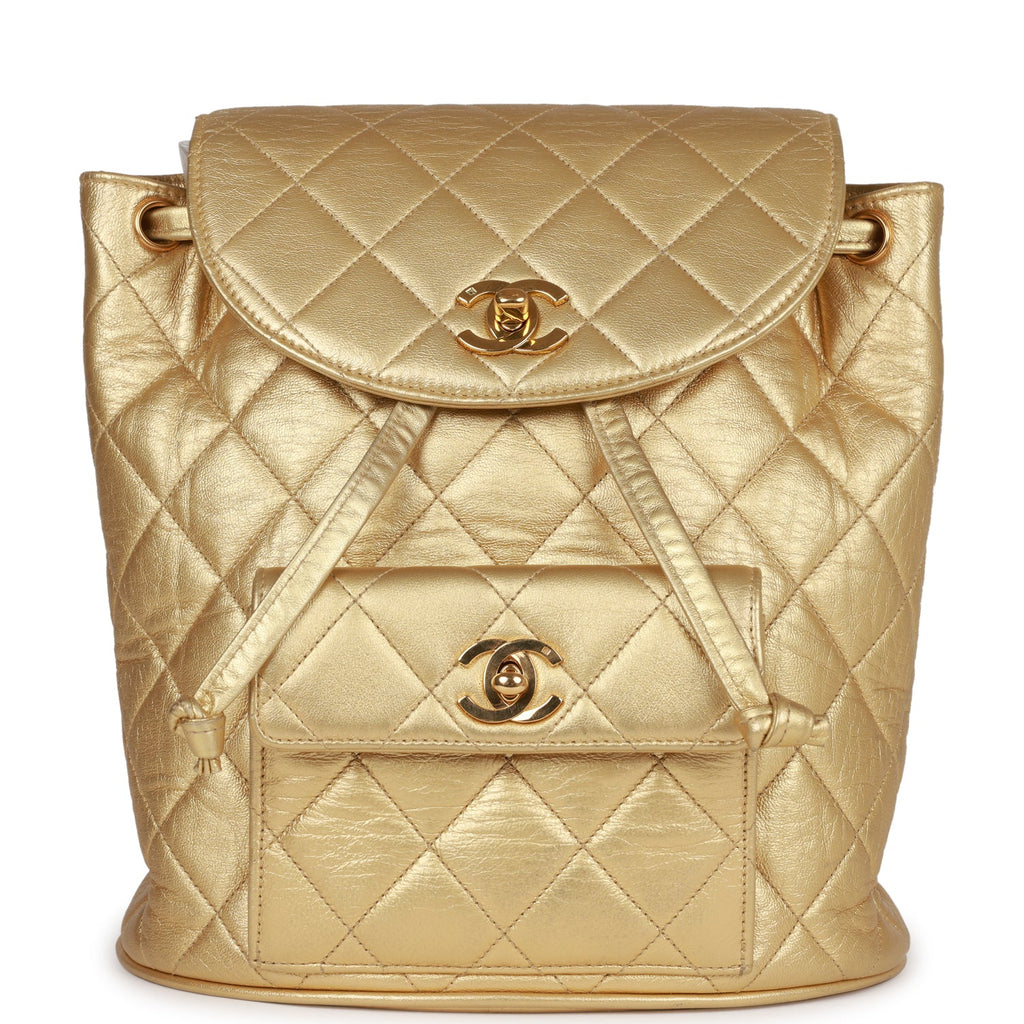 Chanel Vintage Duma Backpack Gold Metallic Lambskin Gold Hardware