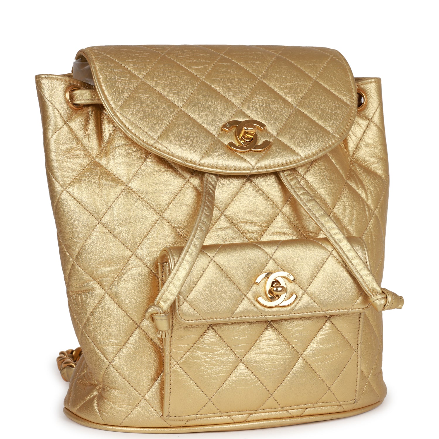 Chanel Vintage Duma Backpack Gold Metallic Lambskin Gold Hardware