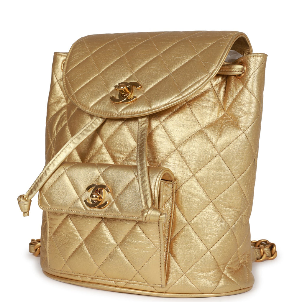 Chanel Vintage Duma Backpack Gold Metallic Lambskin Gold Hardware
