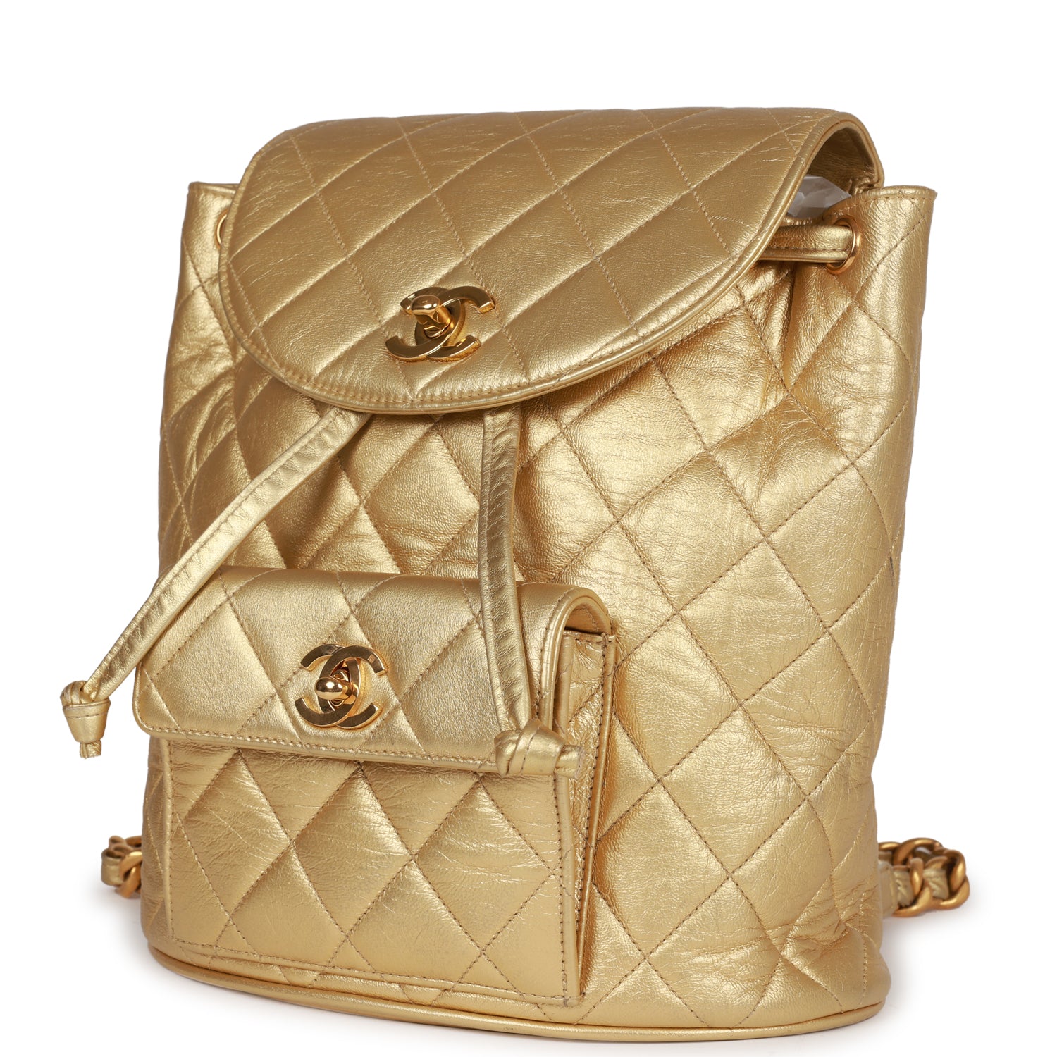 Chanel Vintage Duma Backpack Gold Metallic Lambskin Gold Hardware