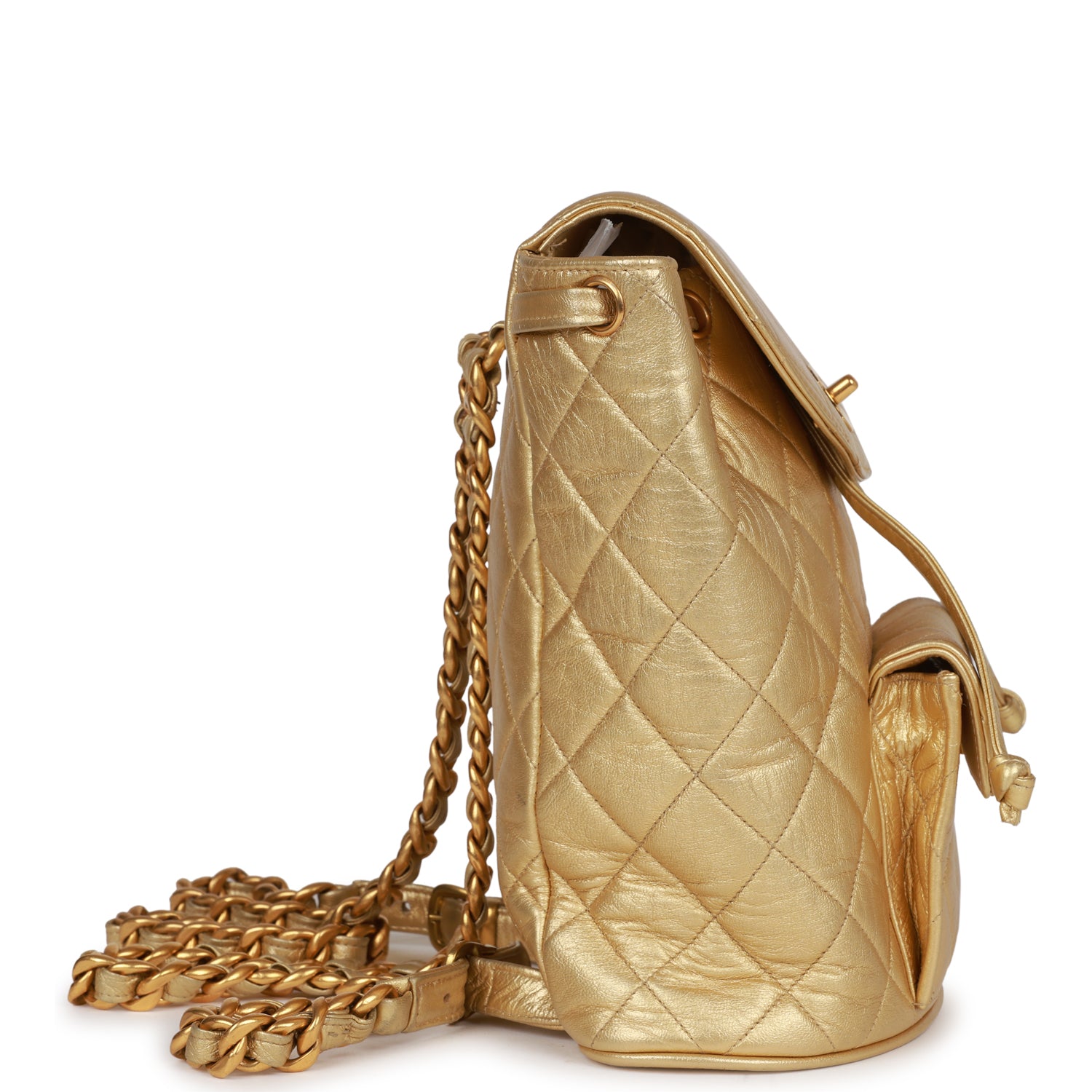 Chanel Vintage Duma Backpack Gold Metallic Lambskin Gold Hardware