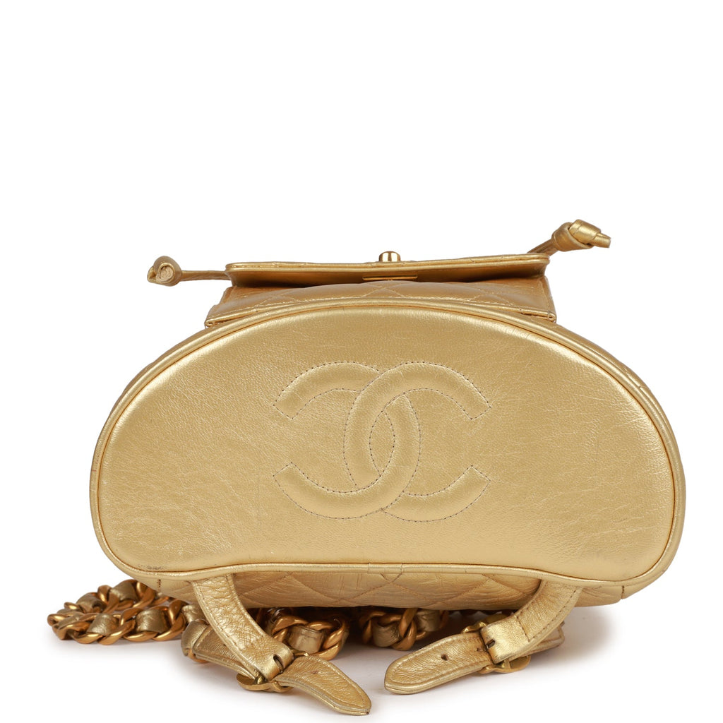 Chanel Vintage Duma Backpack Gold Metallic Lambskin Gold Hardware