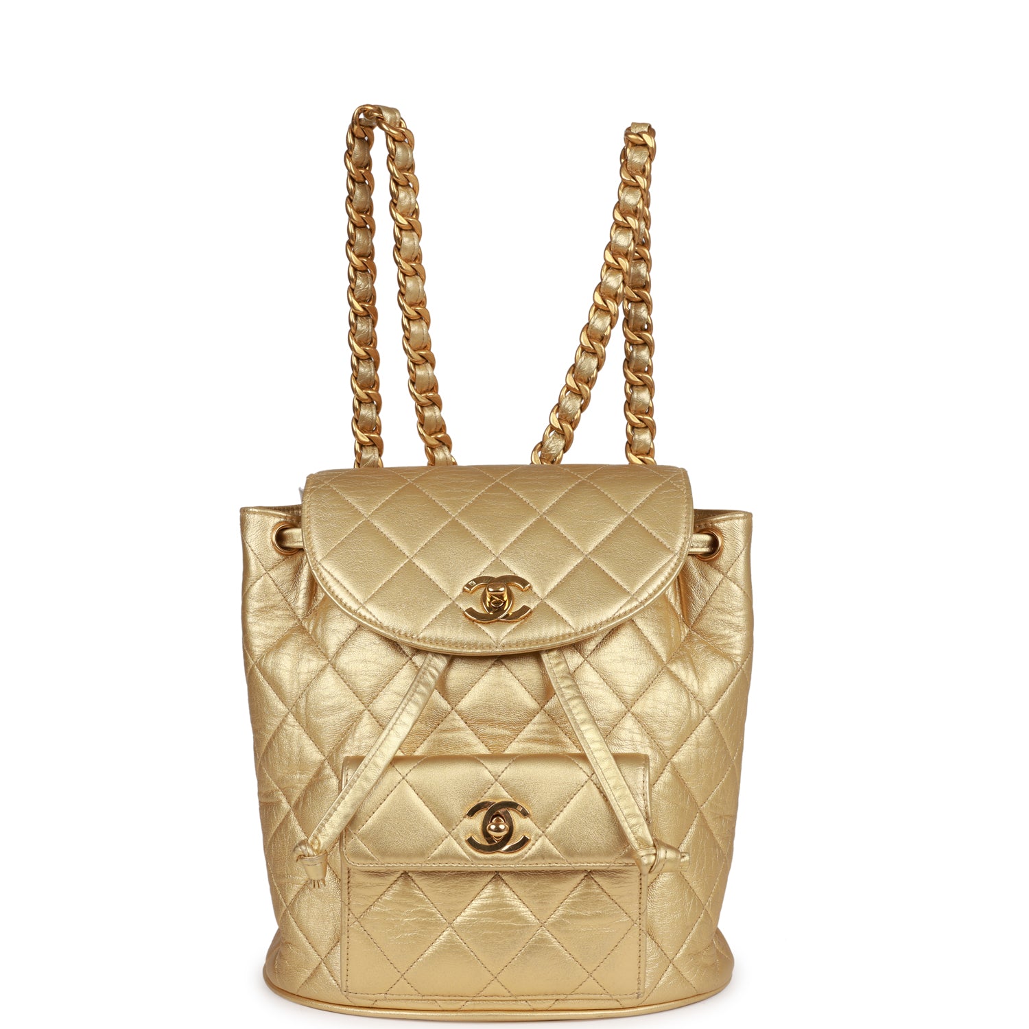 Chanel Vintage Duma Backpack Gold Metallic Lambskin Gold Hardware