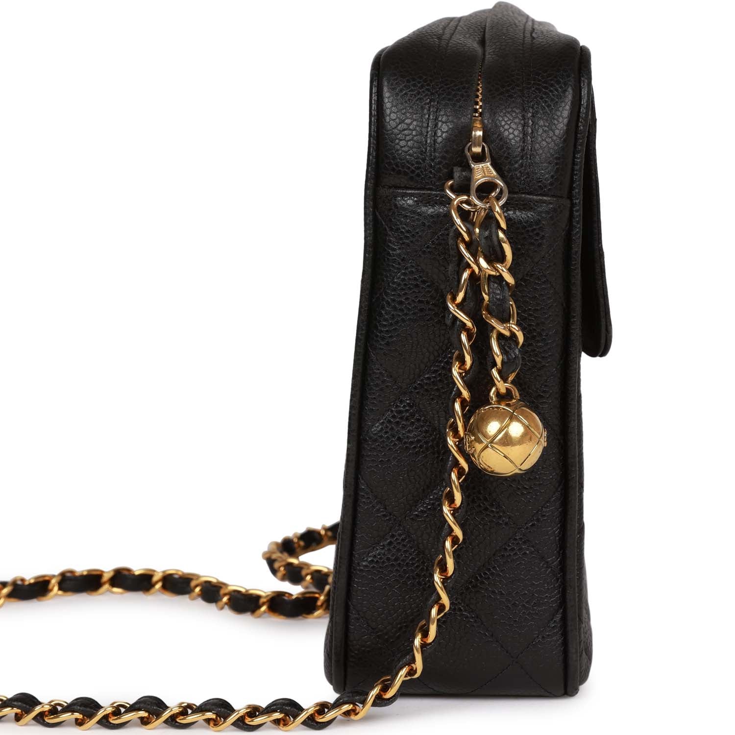Chanel Vintage Camera Bag Black Caviar Gold Hardware