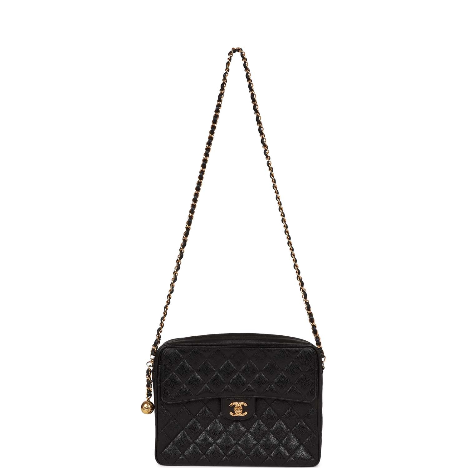 Chanel Vintage Camera Bag Black Caviar Gold Hardware