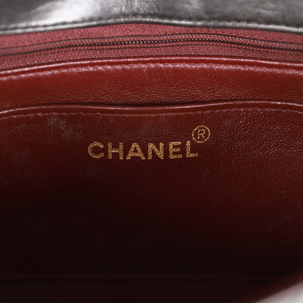 Chanel Vintage Small Diana Flap Bag Black Lambskin Gold Hardware
