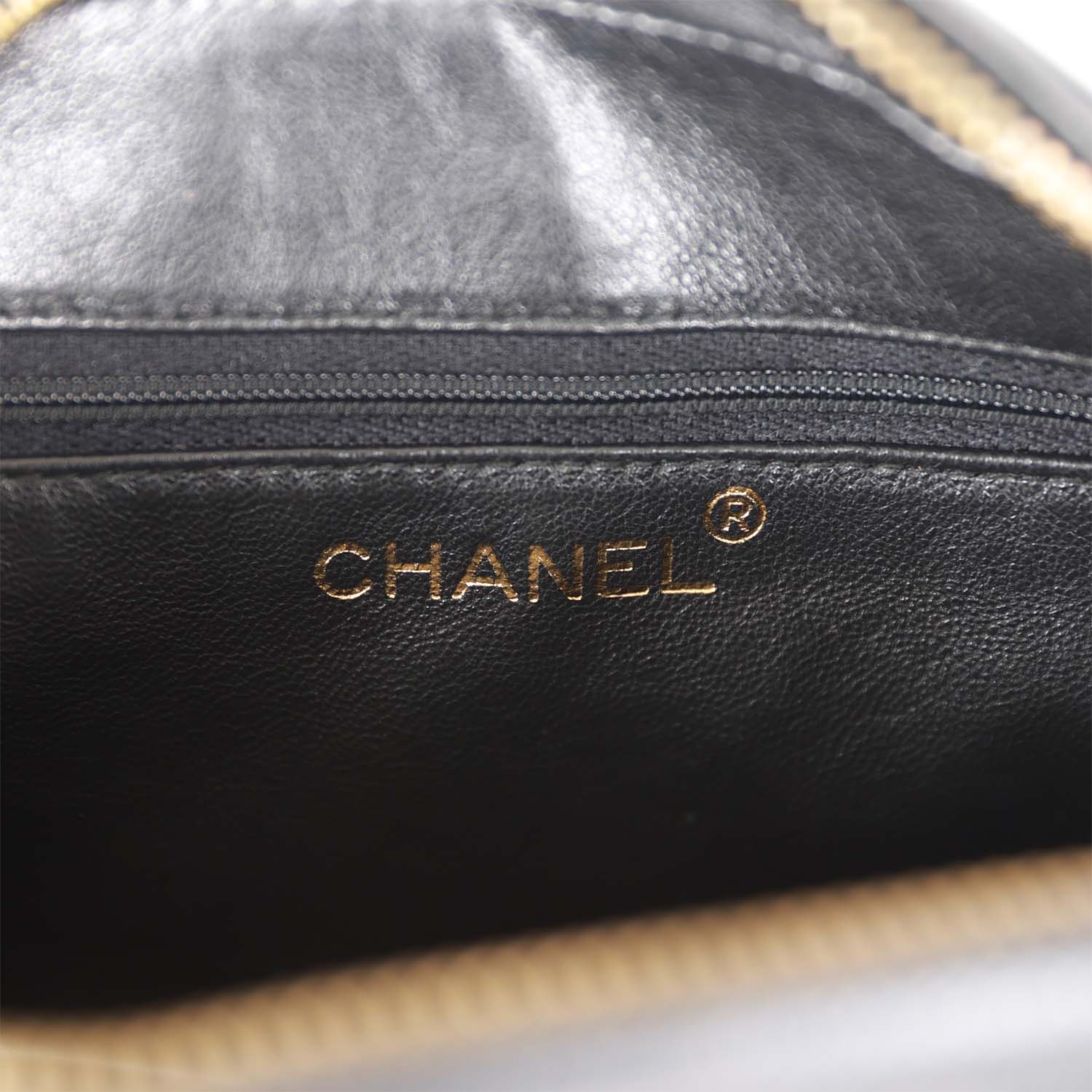 Chanel Vintage Small Chevron Tassel Camera Bag Black Caviar Gold Hardware