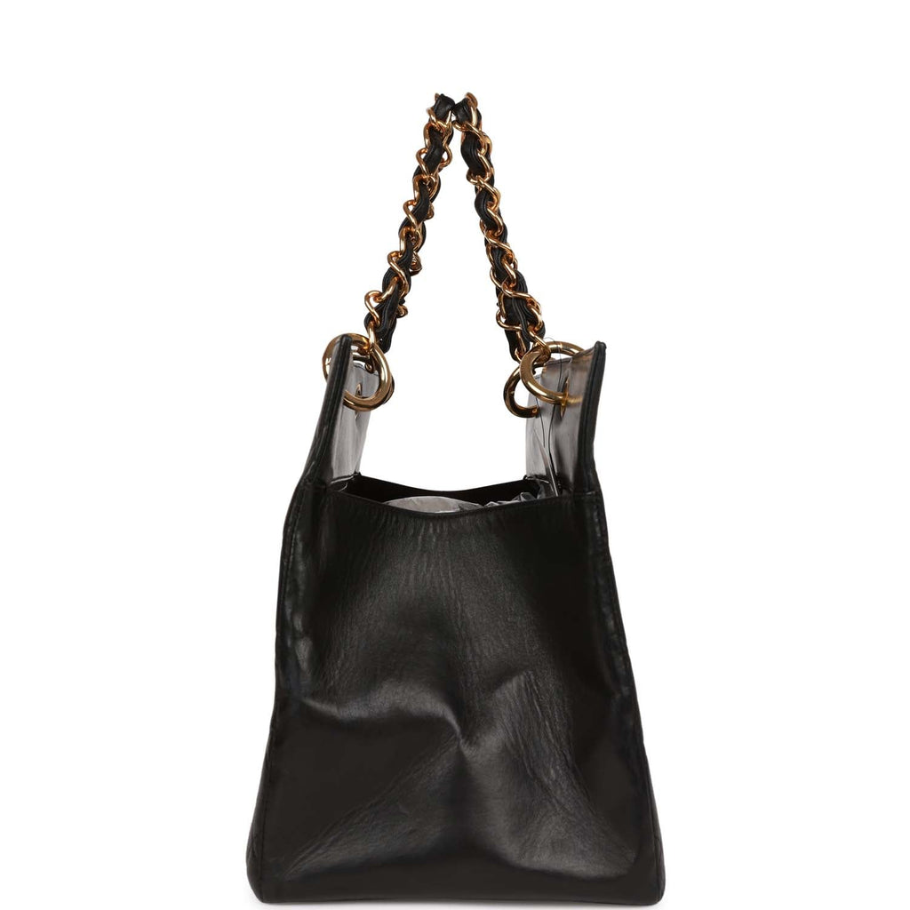 Chanel Vintage Grand CC Timeless Tote Bag Black Lambskin Gold Hardware