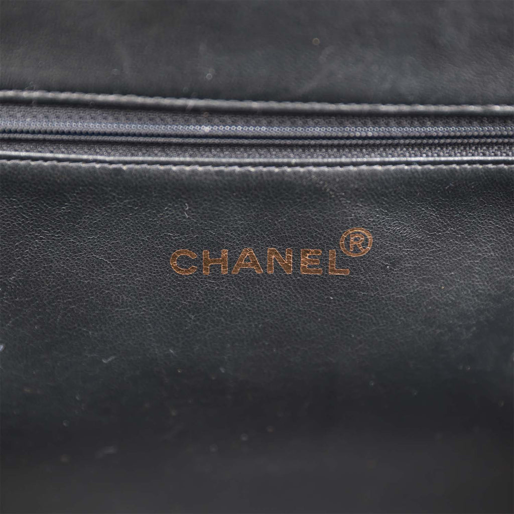 Chanel Vintage Grand CC Timeless Tote Bag Black Lambskin Gold Hardware