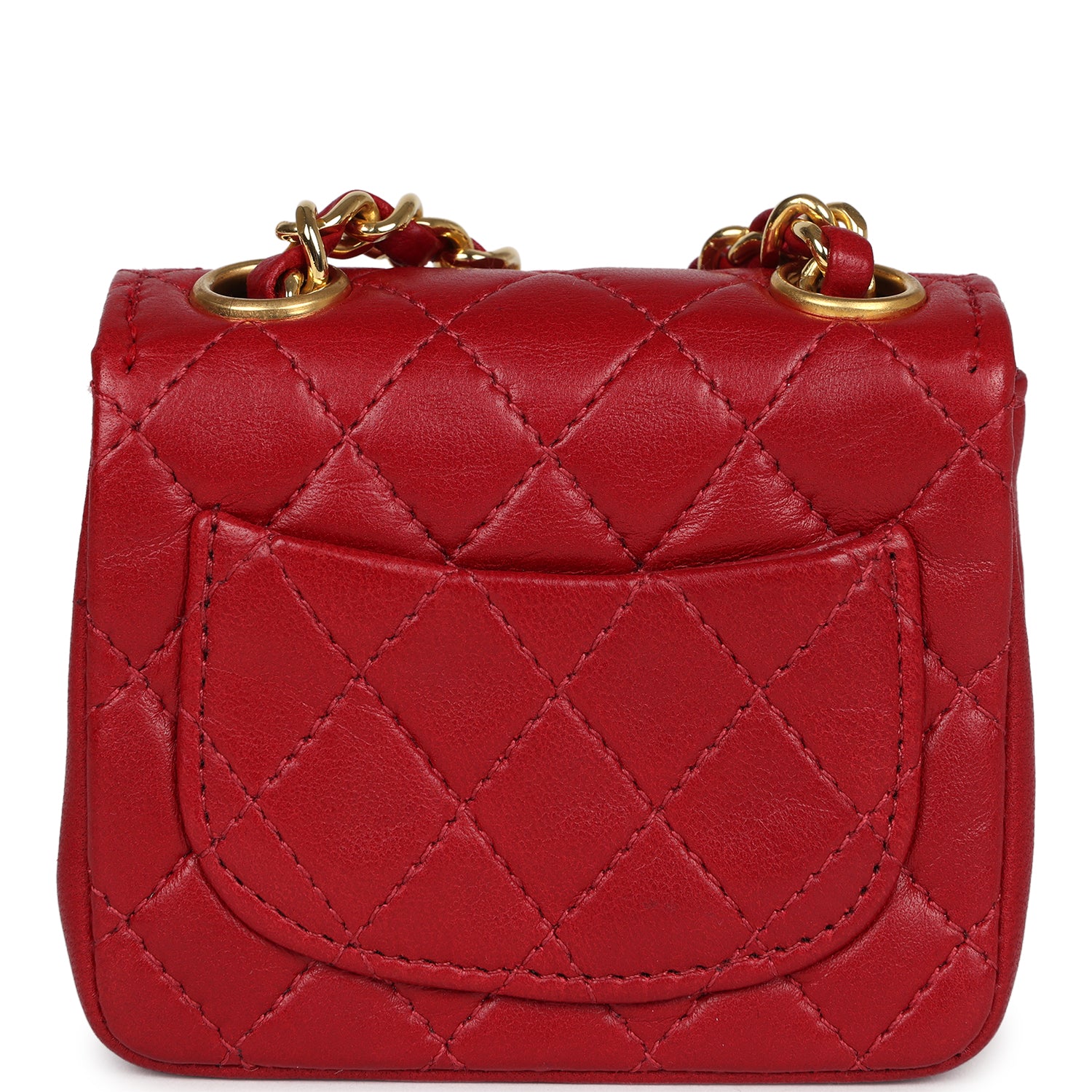 Chanel Vintage Micro Belt Flap Bag Red Lambskin Gold Hardware