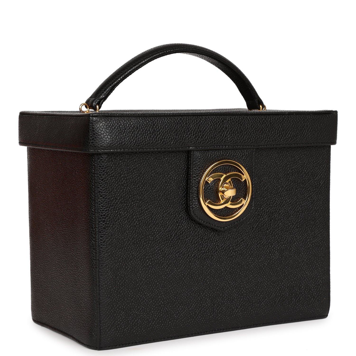 Chanel Vintage Large Vanity Bag Black Caviar Gold Hardware