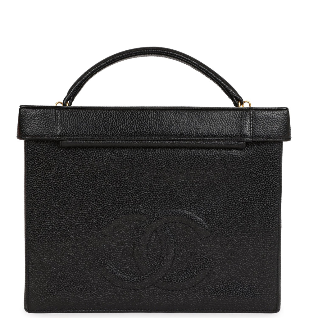Chanel Vintage Large Vanity Bag Black Caviar Gold Hardware