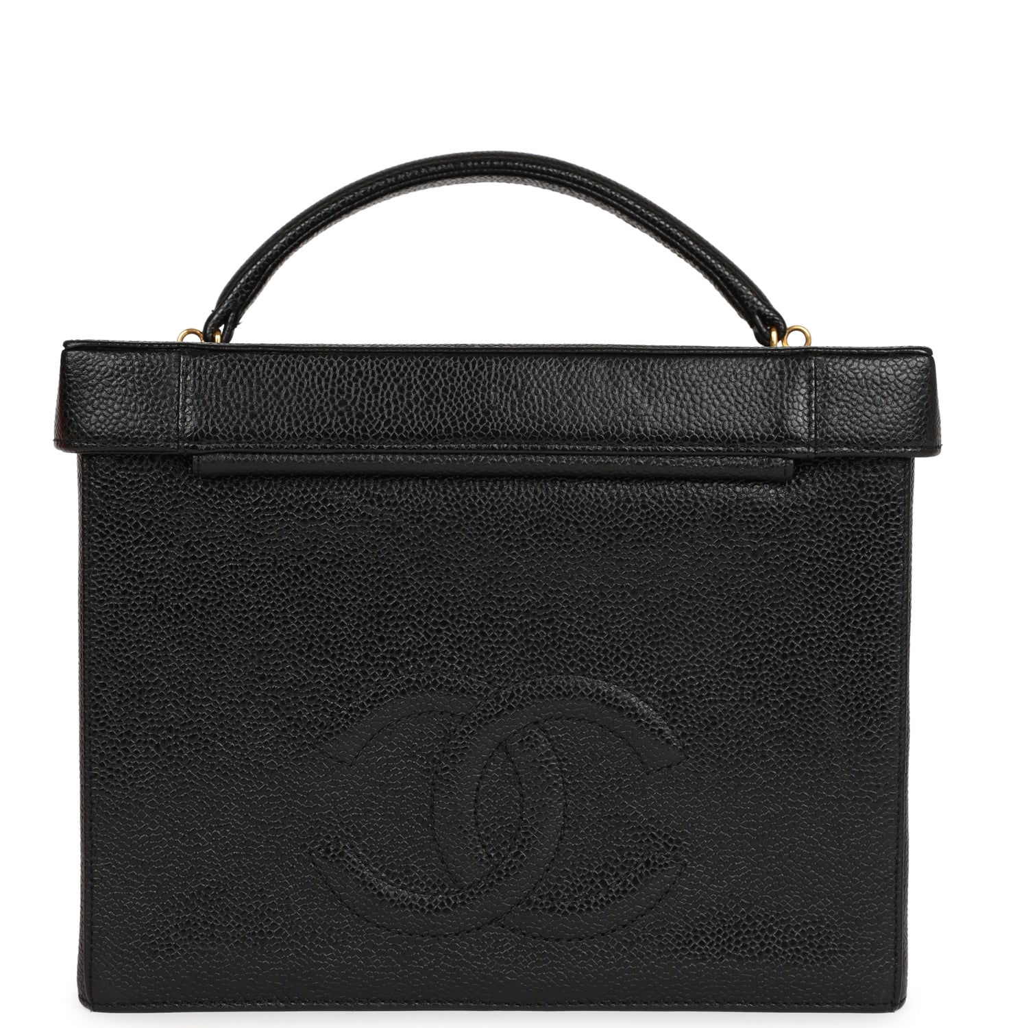 Chanel Vintage Large Vanity Bag Black Caviar Gold Hardware