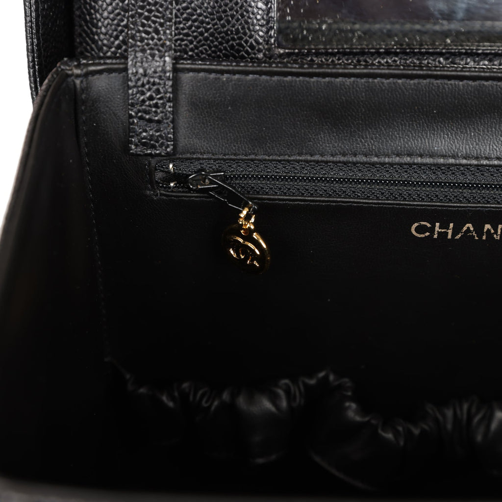 Chanel Vintage Large Vanity Bag Black Caviar Gold Hardware