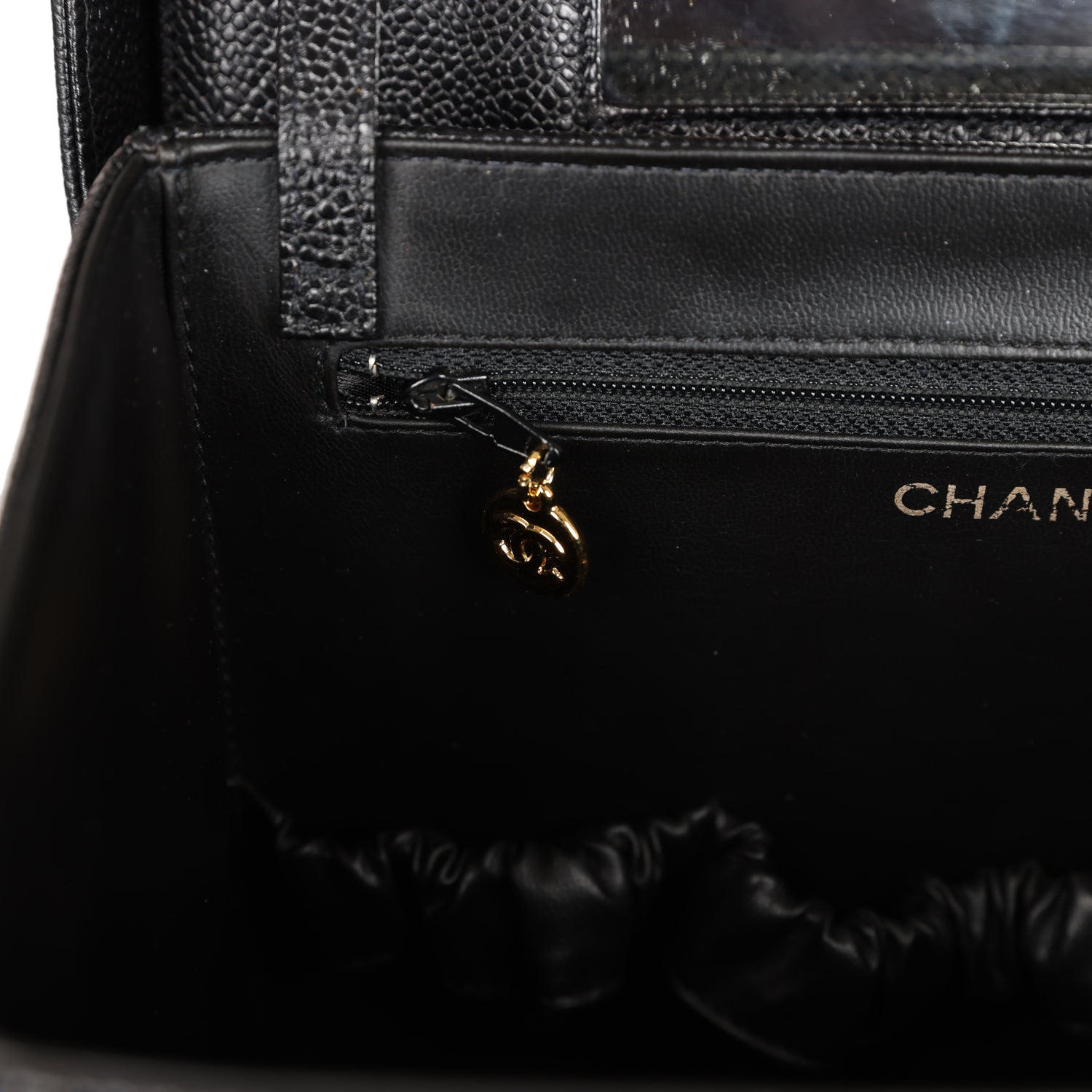 Chanel Vintage Large Vanity Bag Black Caviar Gold Hardware