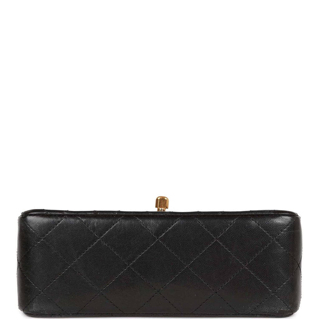 Chanel Vintage Mini Flap Chain Handle Bag Black Lambskin Gold Hardware
