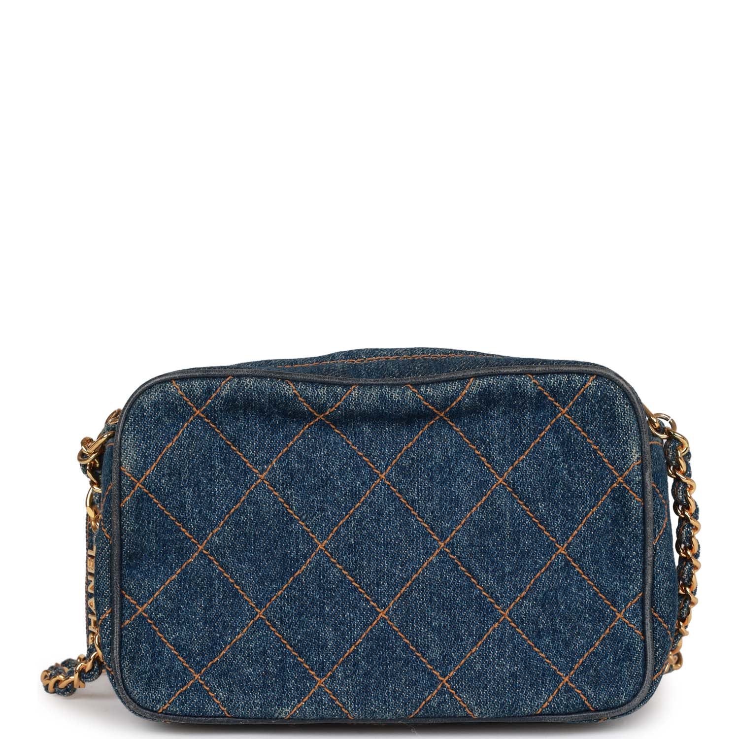 Chanel Vintage Mini Camera Bag Blue Denim Gold Hardware