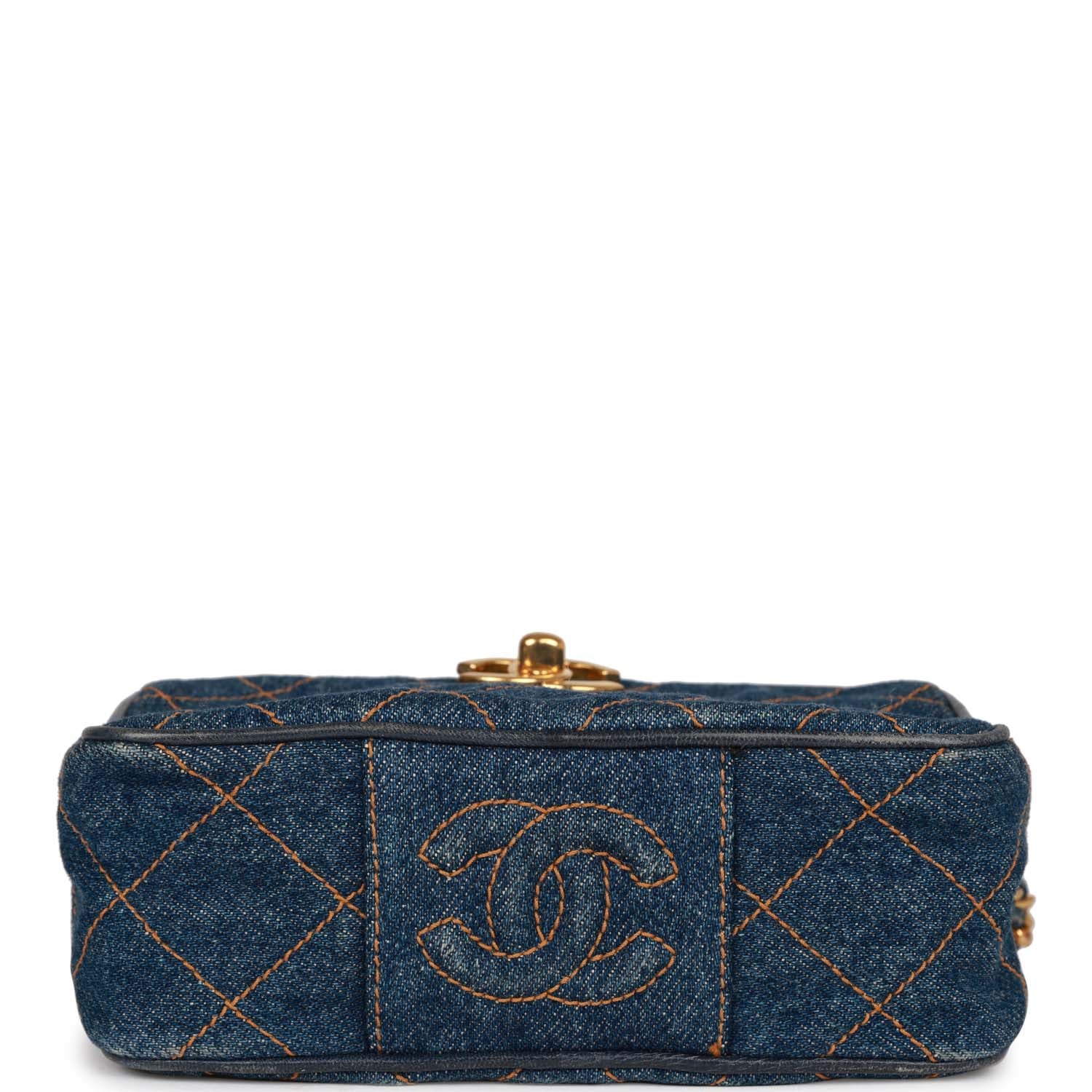 Chanel Vintage Mini Camera Bag Blue Denim Gold Hardware