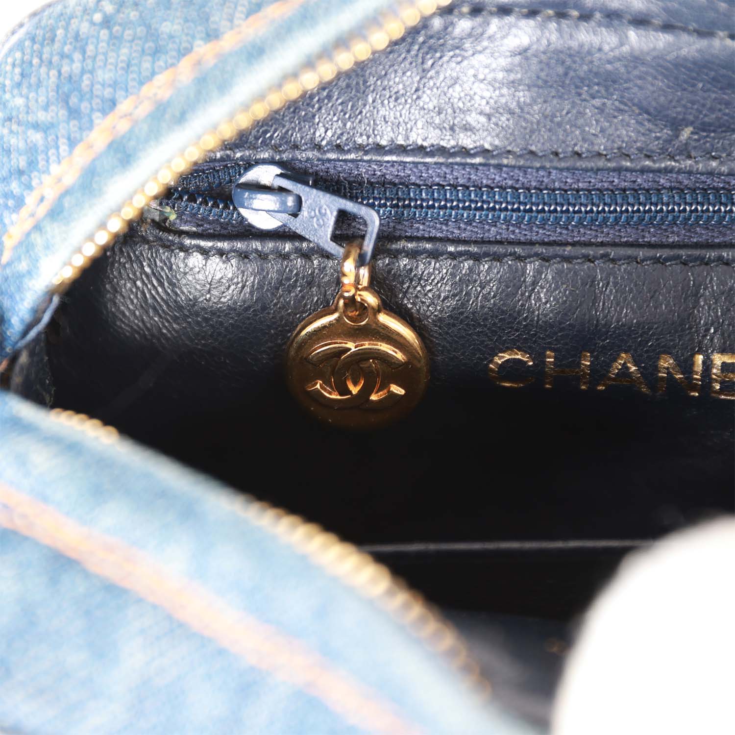 Chanel Vintage Mini Camera Bag Blue Denim Gold Hardware