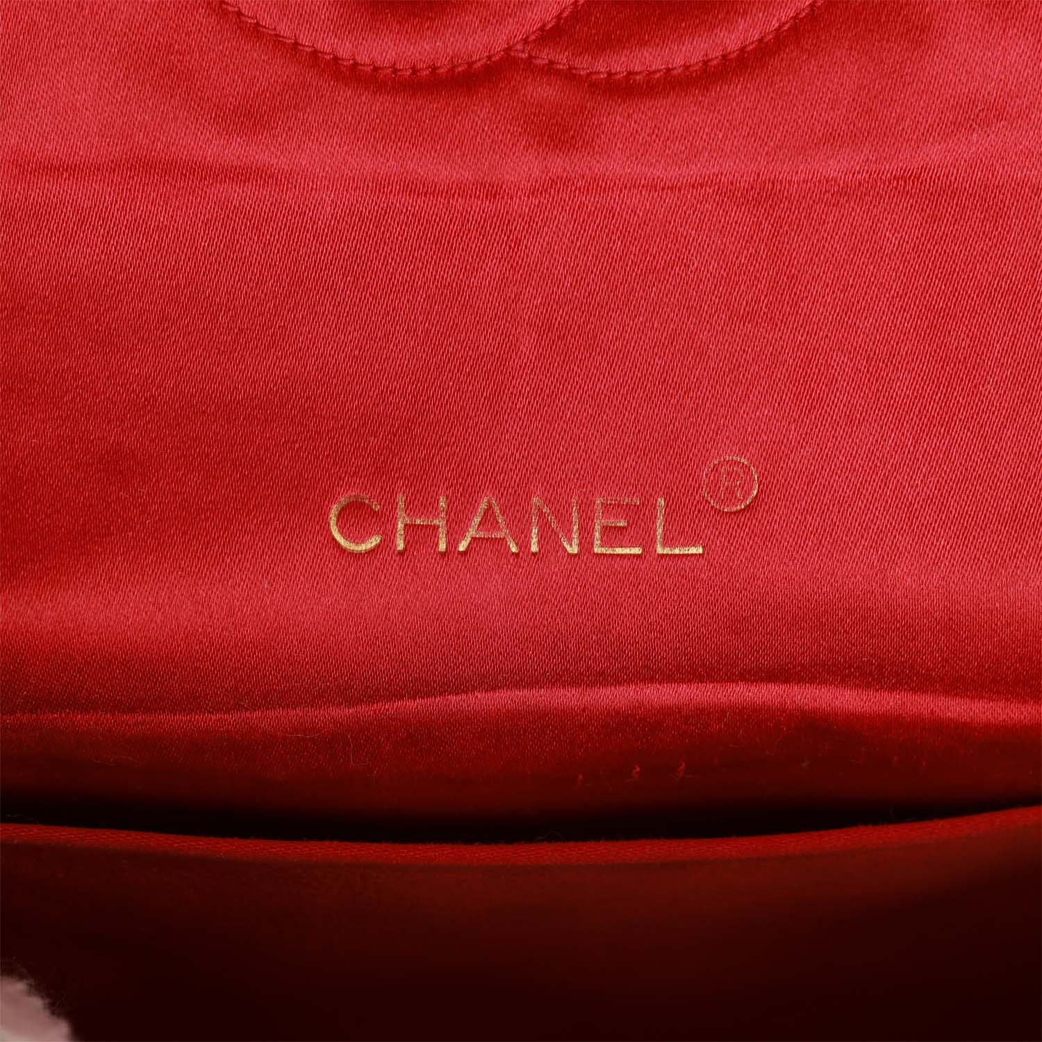 Chanel Vintage Flap Bag Red Satin Gold Hardware