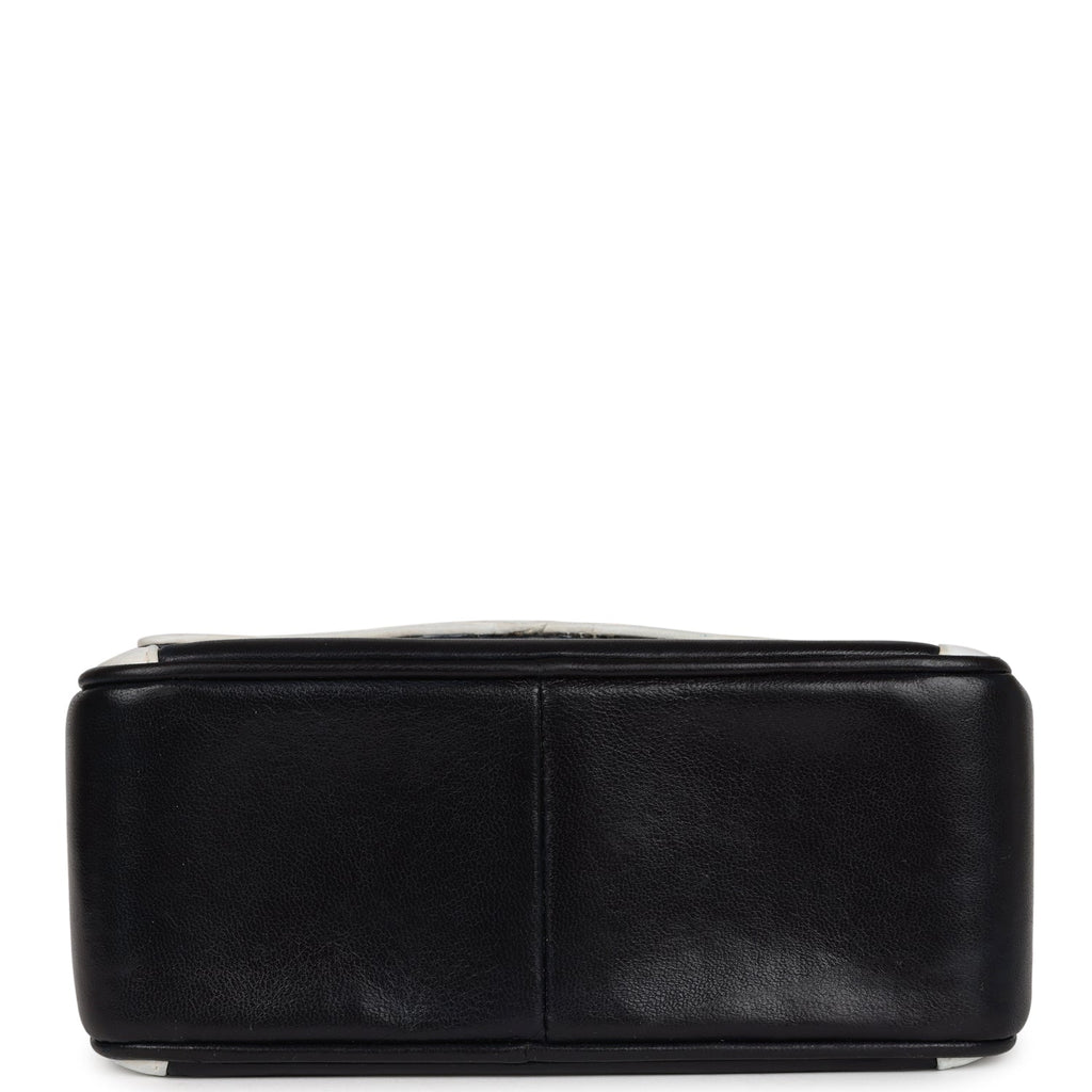 Chanel Vintage Fringe Chain Camera Bag Navy and White Lambskin Gold Hardware