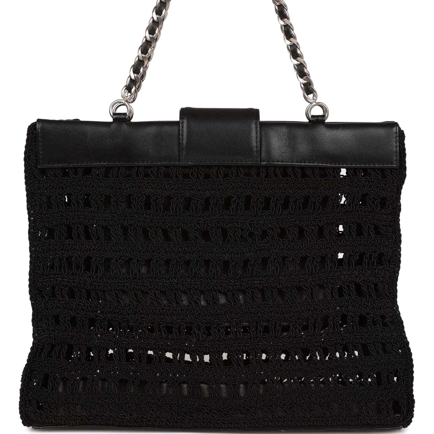 Chanel Vintage Supermodel Tote Black Crochet Aged Silver Hardware