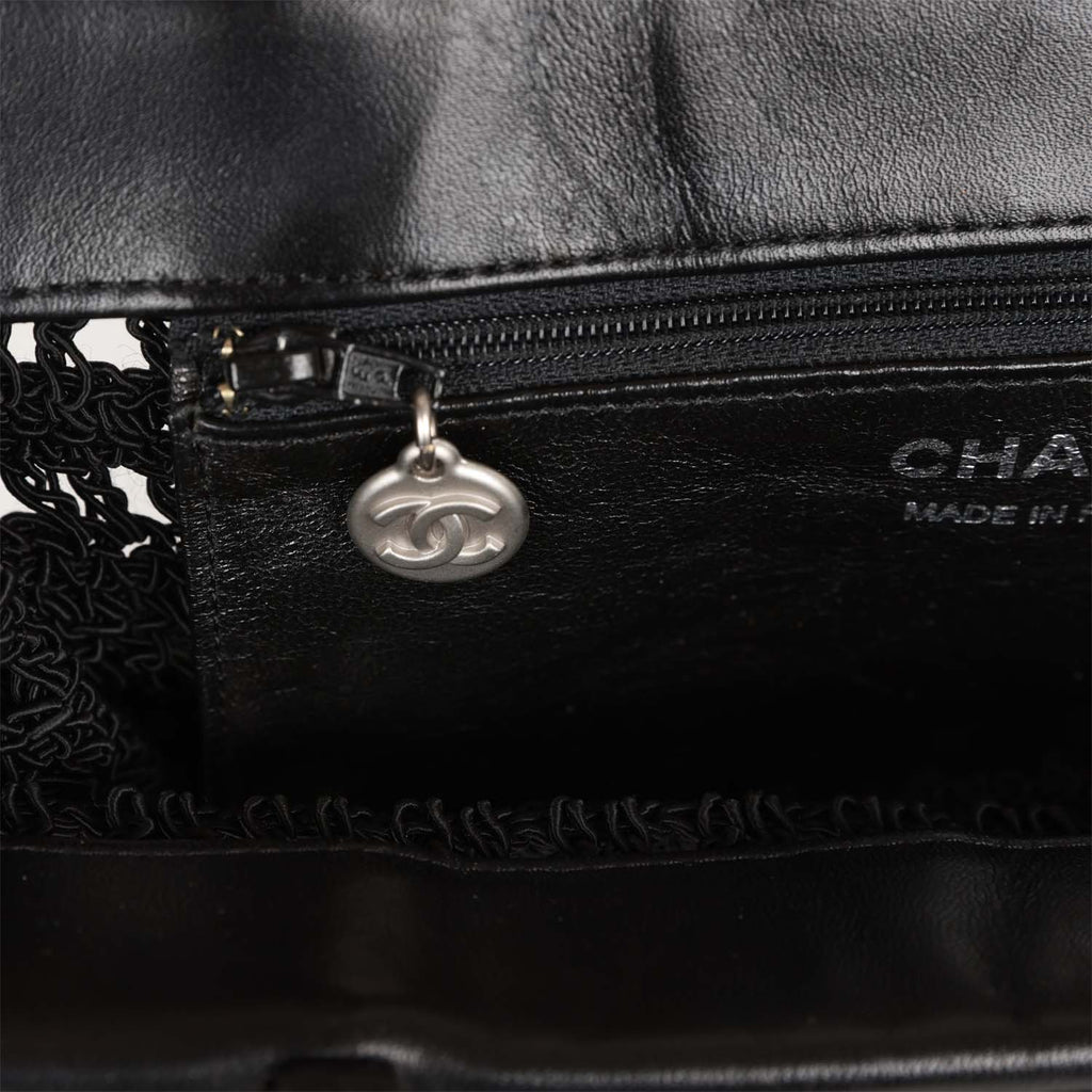 Chanel Vintage Supermodel Tote Black Crochet Aged Silver Hardware