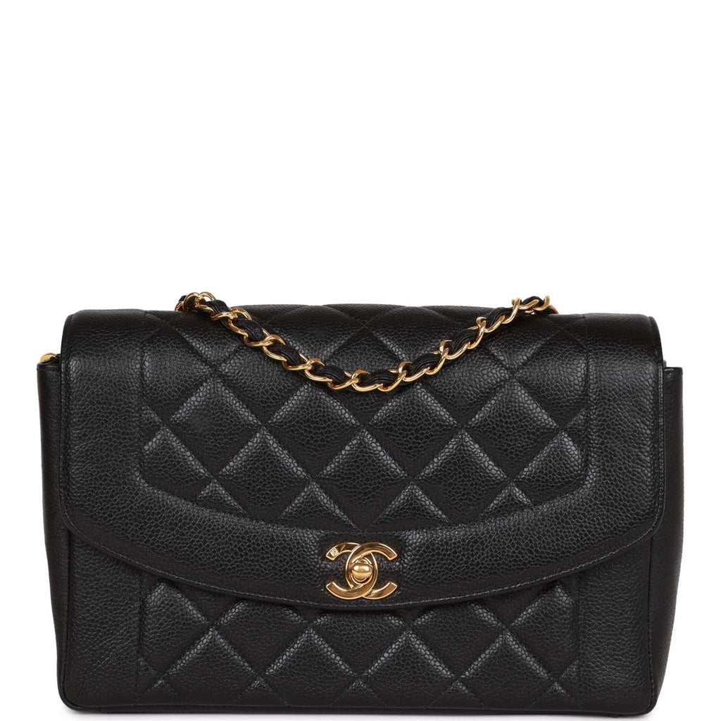 Chanel Vintage Medium Diana Flap Bag Black Caviar Gold Hardware