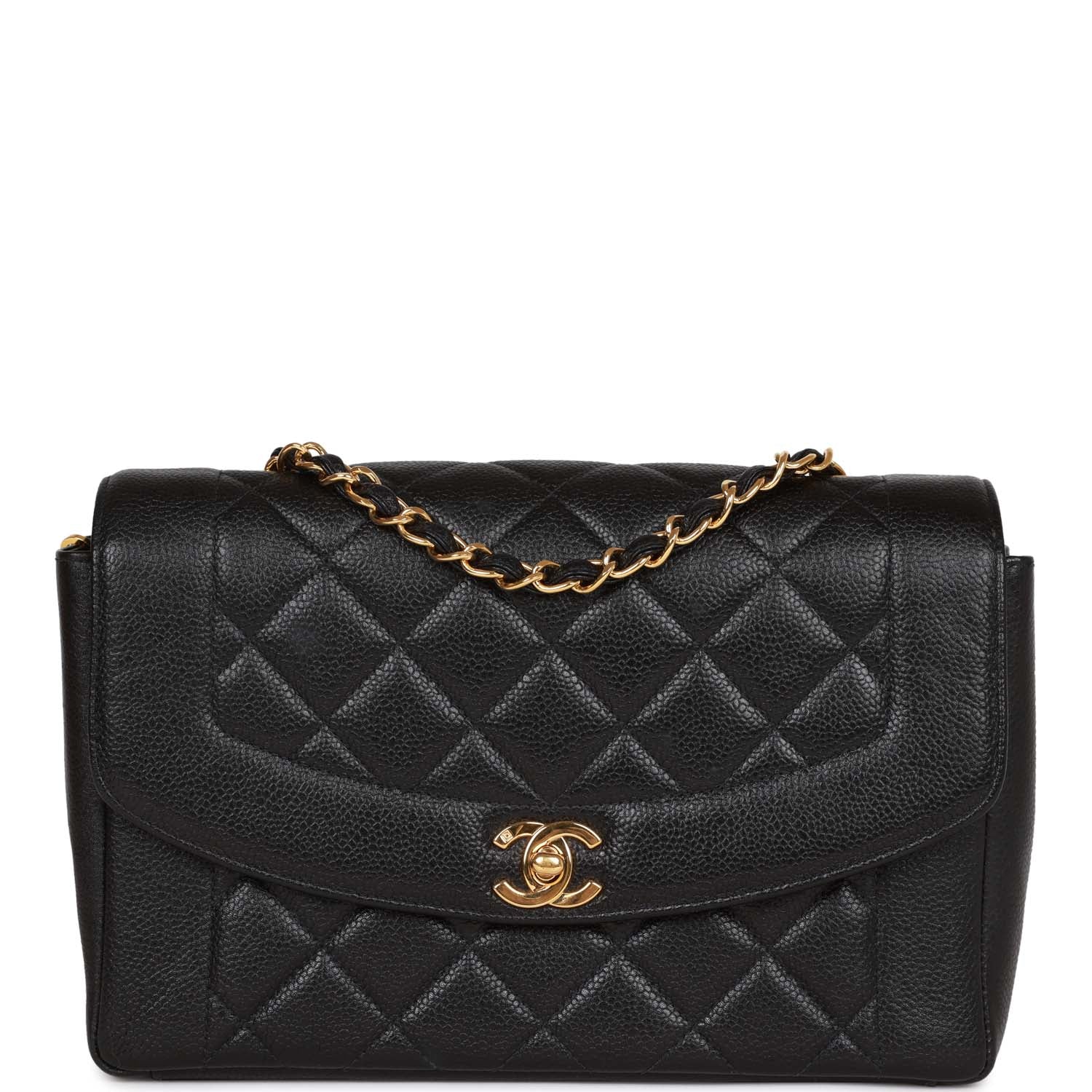 Chanel Vintage Medium Diana Flap Bag Black Caviar Gold Hardware