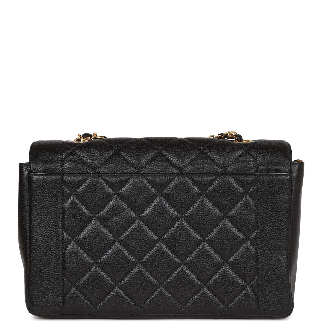 Chanel Vintage Medium Diana Flap Bag Black Caviar Gold Hardware