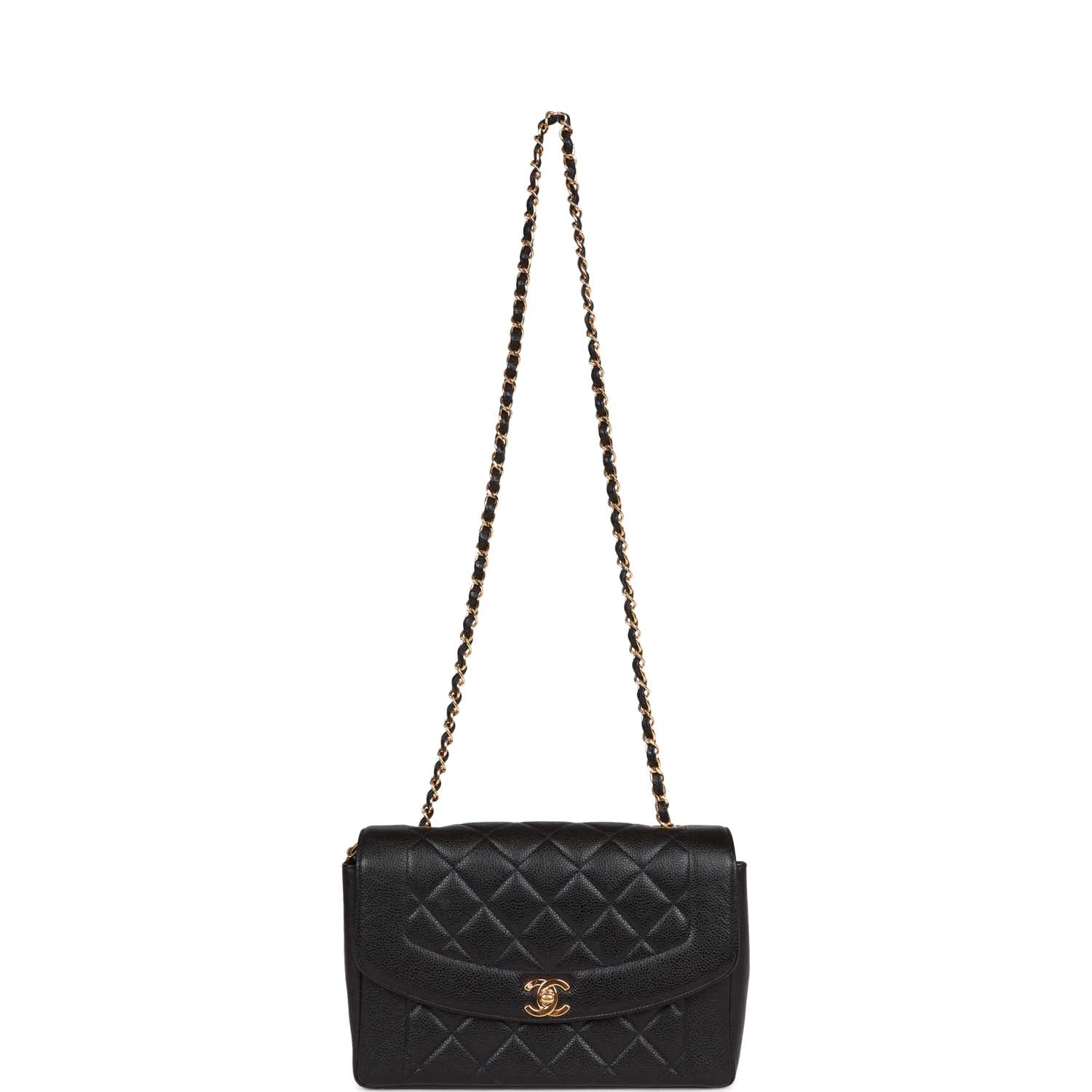 Chanel Vintage Medium Diana Flap Bag Black Caviar Gold Hardware