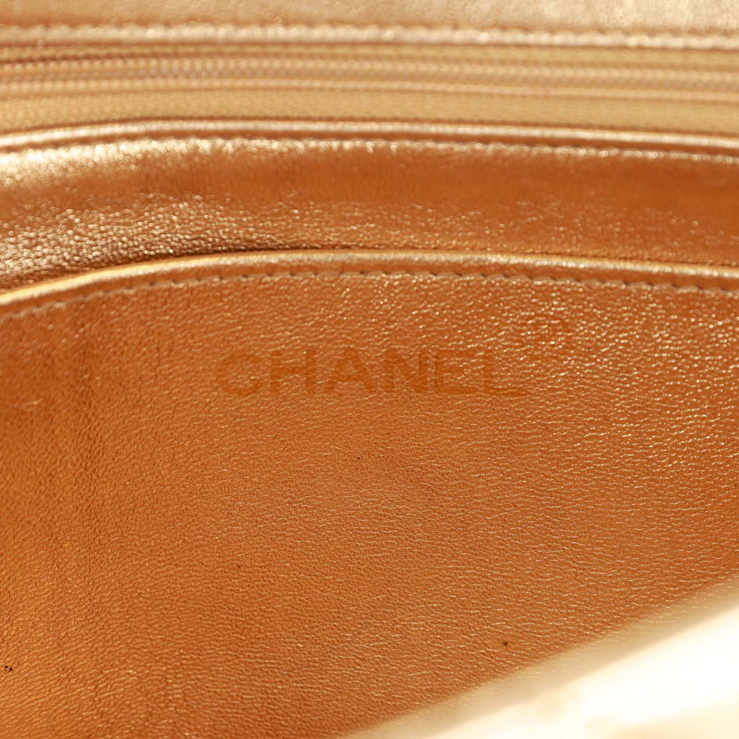 Chanel Vintage Clutch Flap Bag with Handle Gold Metallic Lambskin Gold Hardware