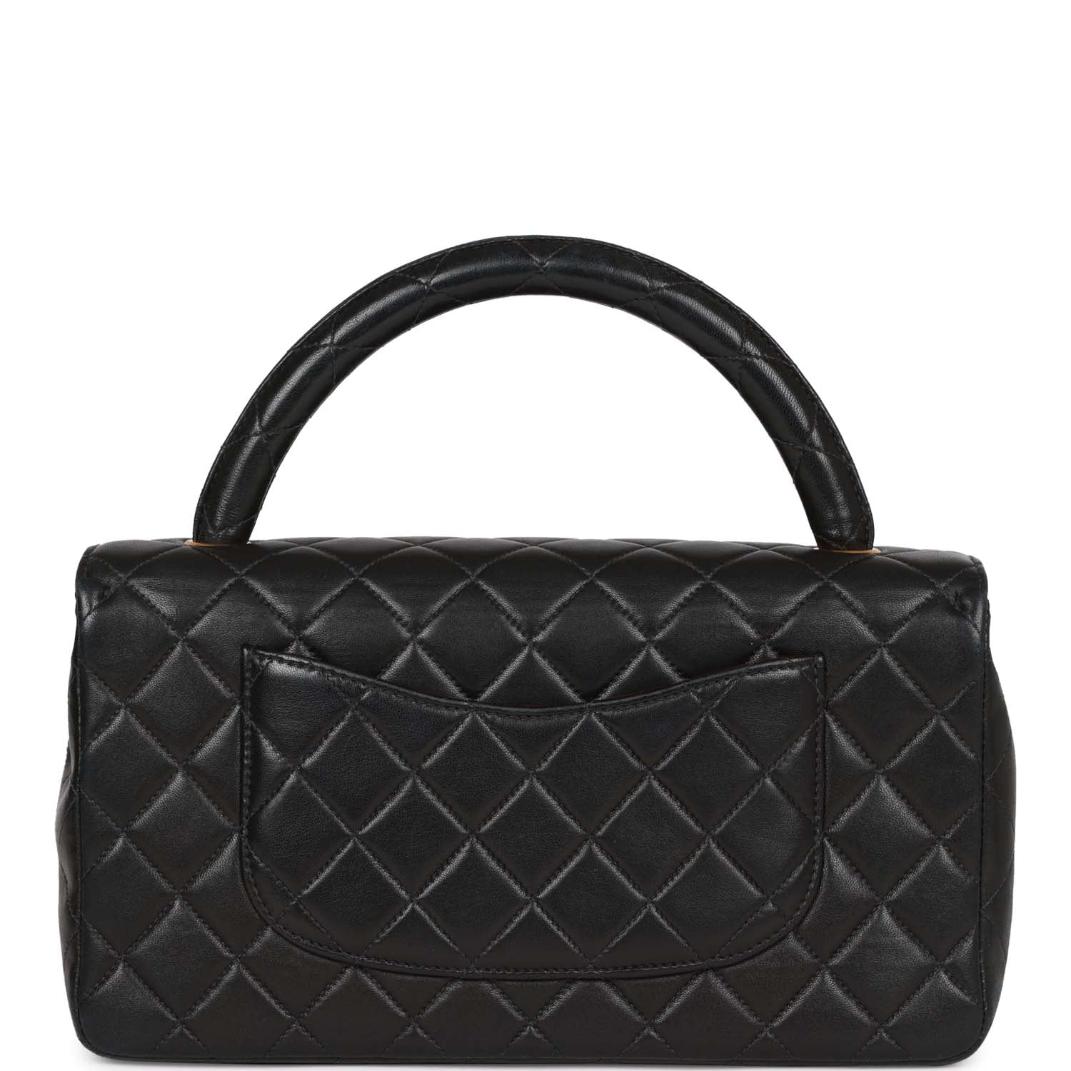 Chanel Vintage Kelly Parent Flap Bag Black Lambskin Gold Hardware
