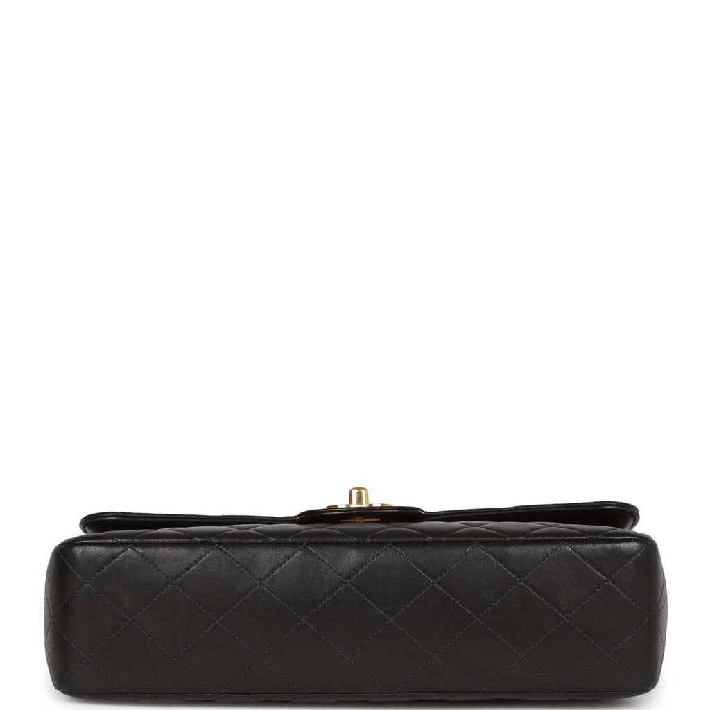 Chanel Vintage Kelly Parent Flap Bag Black Lambskin Gold Hardware