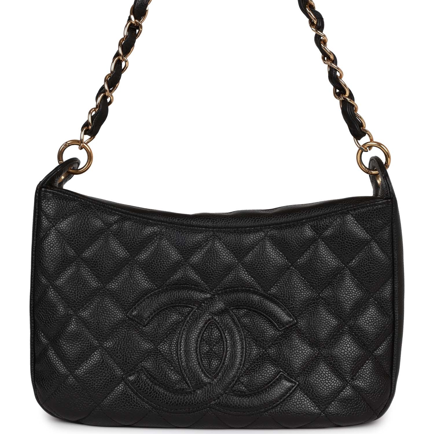 Chanel Vintage Timeless CC Shoulder Bag Black Caviar Gold Hardware