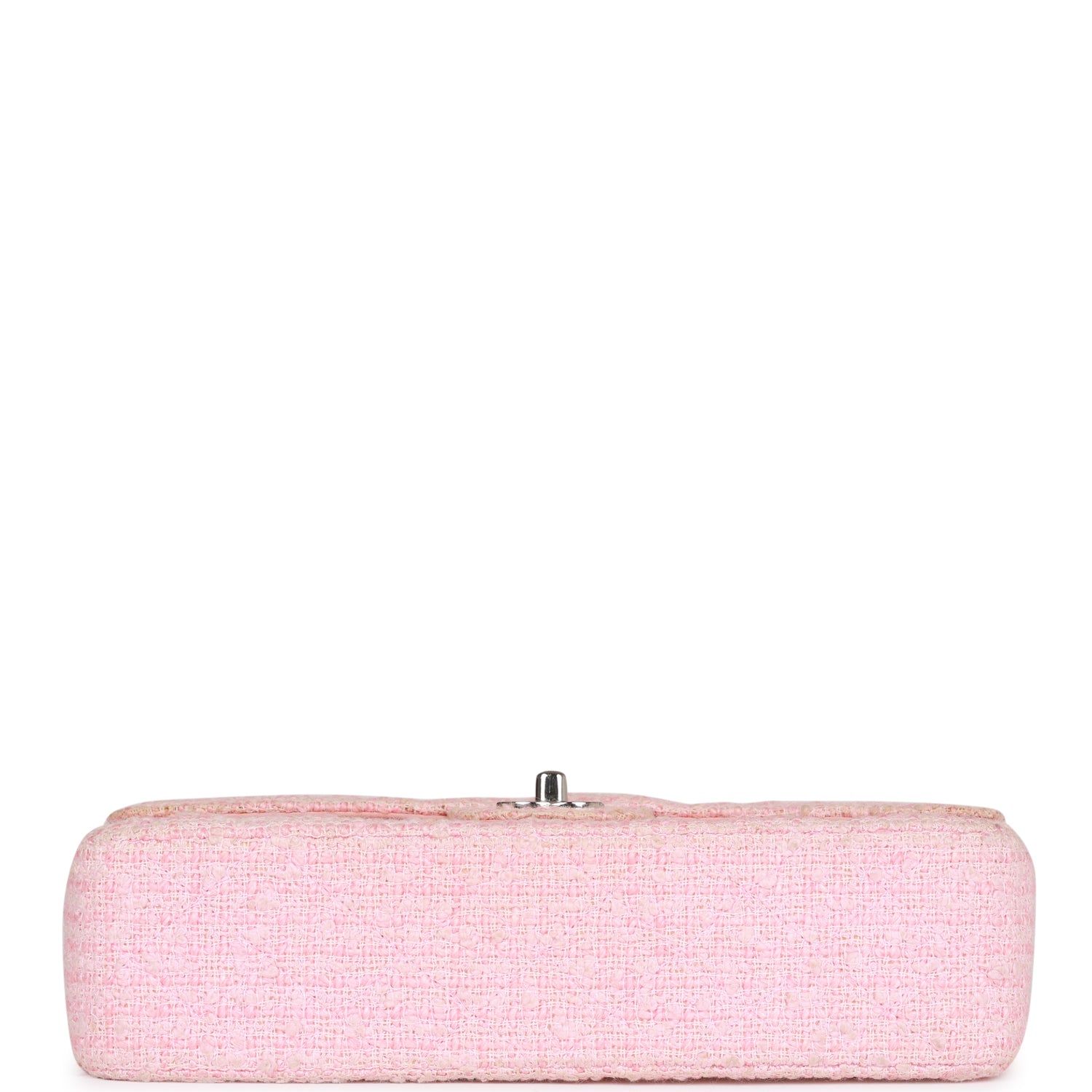 Chanel Vintage Medium Classic Double Flap Bag Pink Tweed Silver Hardware