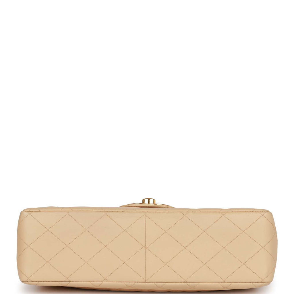 Chanel Vintage Jumbo Flap Bag Beige Lambskin Gold Hardware