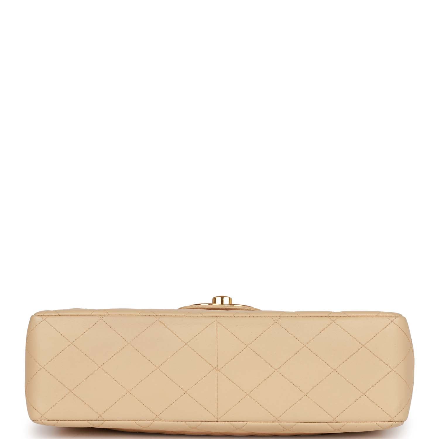 Chanel Vintage Jumbo Flap Bag Beige Lambskin Gold Hardware