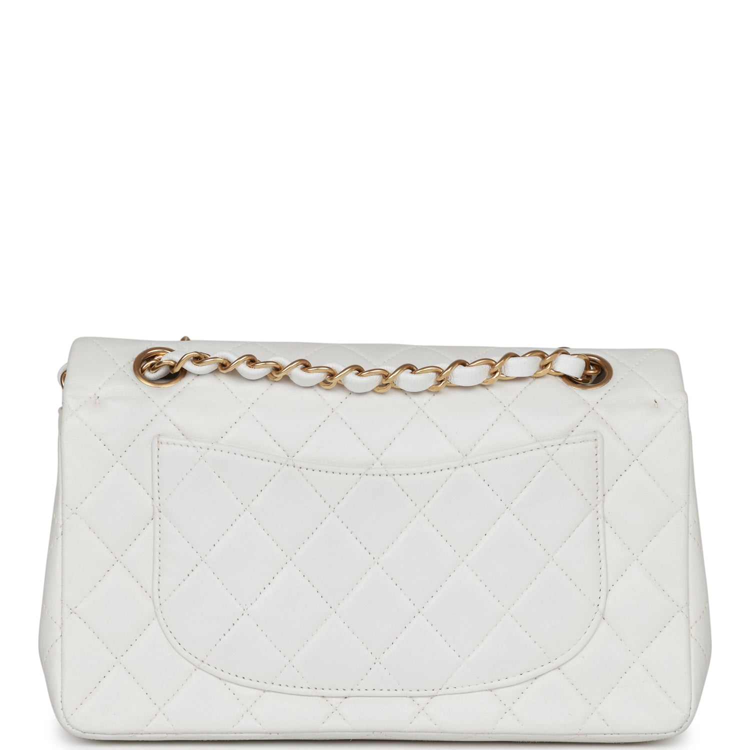 Chanel Vintage Small Classic Double Flap White Lambskin Gold Hardware
