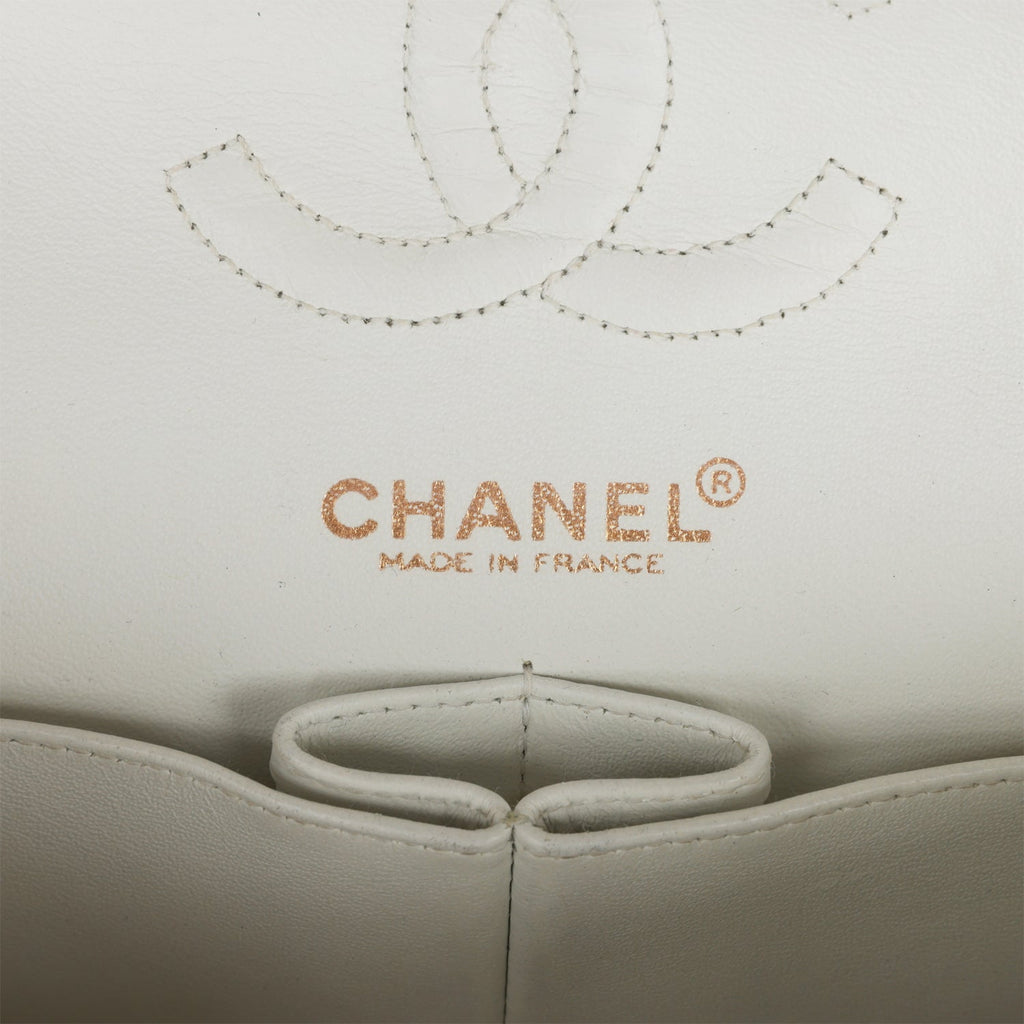 Chanel Vintage Small Classic Double Flap White Lambskin Gold Hardware