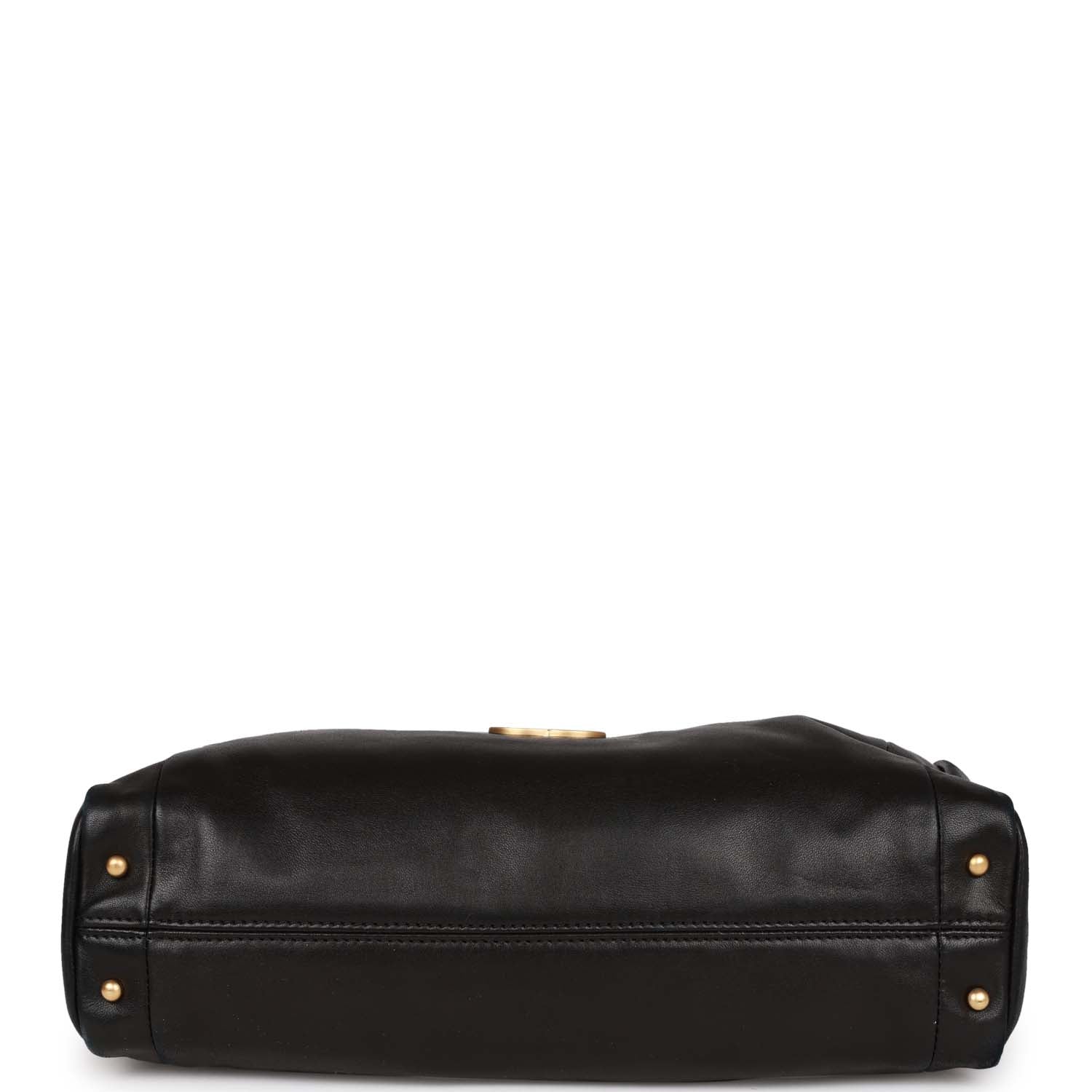 Chanel Vintage "Olsen" Hobo Shoulder Bag Black Lambskin Brushed Gold Hardware