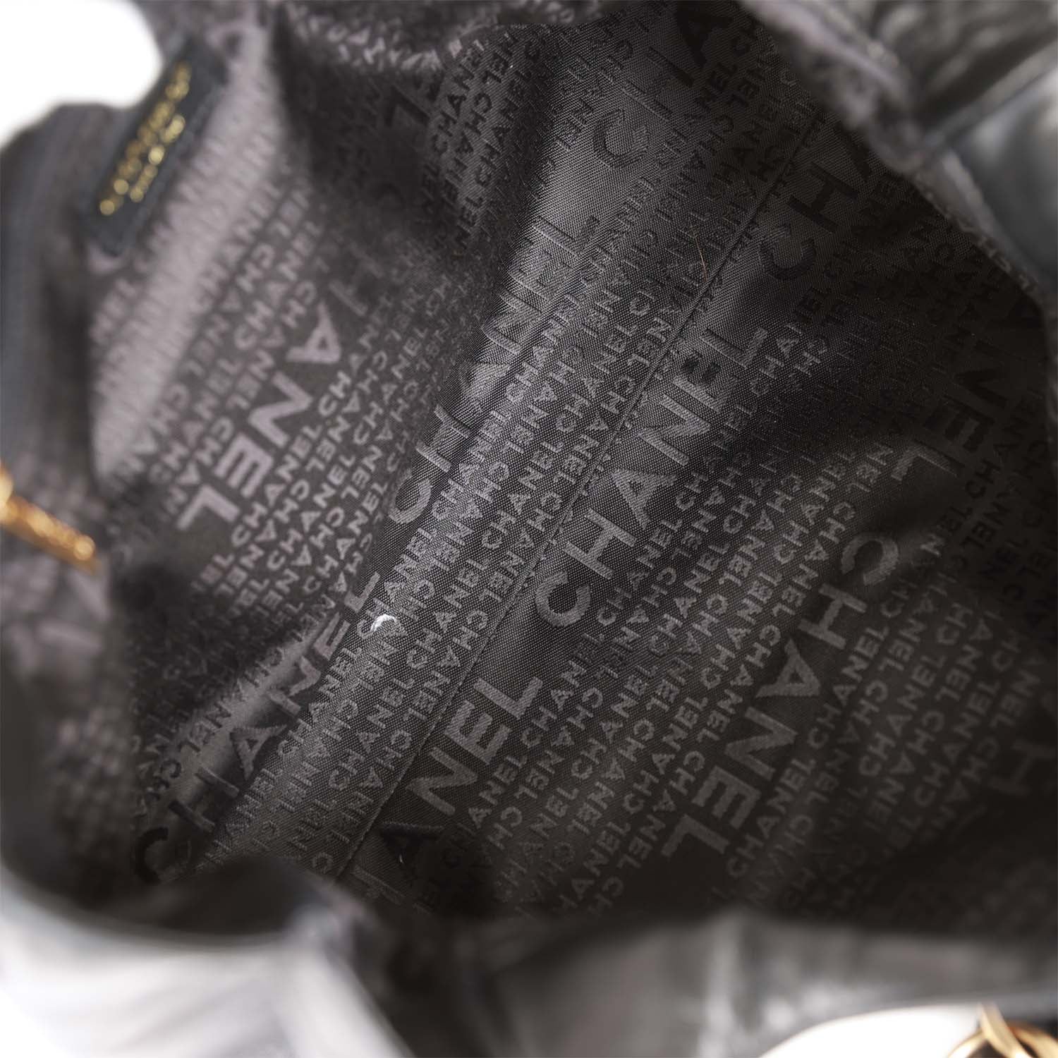 Chanel Vintage "Olsen" Hobo Shoulder Bag Black Lambskin Brushed Gold Hardware