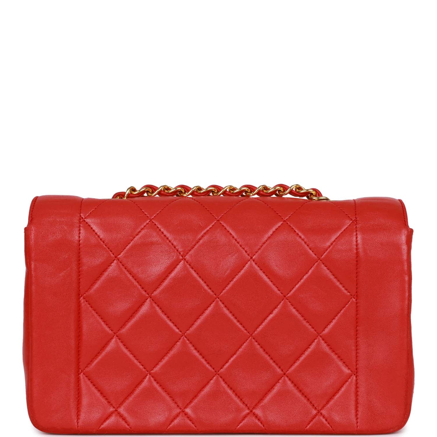 Chanel Vintage Small Diana Flap Bag Red Lambskin Gold Hardware